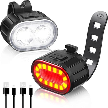 Blendura Luces Bicicleta Delantera y Trasera, USB Recargable Luz Bicicleta Delantera y Trasera IPX4 Luz Bicicleta, 4+6 Modos Luces para Bicicletas Adecuada para de Carretera Montaña